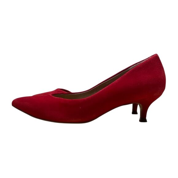 Vionic Red Suede Josie Orthotic Kitten Heel Pointed Toe Pumps Size 5 - Picture 3 of 8